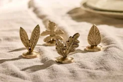Christmas Table^Nkuku Leaf Brass Place Card Holders (Set of 4)