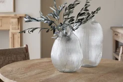 Vases|Decorative Pots & Vases^Nkuku Linsy Ribbed Glass Vase - Clear