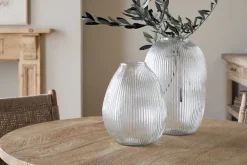 Vases|Decorative Pots & Vases^Nkuku Linsy Ribbed Glass Vase - Clear