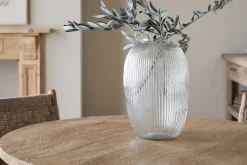 Vases|Decorative Pots & Vases^Nkuku Linsy Ribbed Glass Vase - Clear
