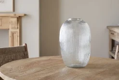 Vases|Decorative Pots & Vases^Nkuku Linsy Ribbed Glass Vase - Clear