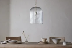 Pendant Lighting^Nkuku Lumina Fluted Recycled Glass Pendant - Clear