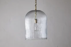 Pendant Lighting^Nkuku Lumina Fluted Recycled Glass Pendant - Clear