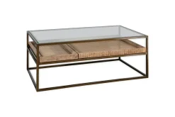 Coffee Tables|Living^Nkuku Luzon Iron & Mango Wood Display Coffee Table - Brass