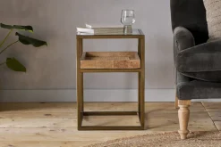 Living|Side Tables^Nkuku Luzon Iron & Mango Wood Display Side Table - Brass