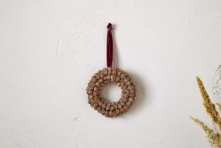 Wreaths & Garlands|Baubles & Tree Decorations^Nkuku Madhi Mini Wreath Bauble - Brass