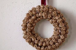 Wreaths & Garlands|Baubles & Tree Decorations^Nkuku Madhi Mini Wreath Bauble - Brass