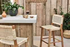 Kitchen & Dining|Bar Stools & Bar Chairs^Nkuku Madrisana Acacia & Rattan Bar Stool