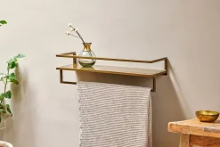Bathroom Accessories|Storage & Shelving^Nkuku Mahi Wall Shelf With Towel Rail