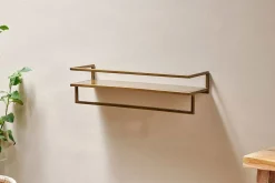 Bathroom Accessories|Storage & Shelving^Nkuku Mahi Wall Shelf With Towel Rail
