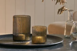 Decorative Home Accessories|Candle Holders^Nkuku Malana Recycled Glass Candle Holder - Smoke Brown