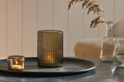 Decorative Home Accessories|Candle Holders^Nkuku Malana Recycled Glass Candle Holder - Smoke Brown
