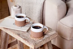 Breakfast Accessories|Mugs^Nkuku Mali Ribbed Coffee Mug - White (Set of 2)