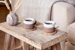 Breakfast Accessories|Mugs^Nkuku Mali Ribbed Espresso Mug - White (Set of 2)