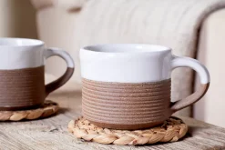 Breakfast Accessories|Mugs^Nkuku Mali Ribbed Espresso Mug - White (Set of 2)