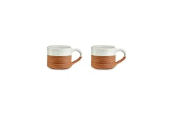 Breakfast Accessories|Mugs^Nkuku Mali Ribbed Espresso Mug - White (Set of 2)