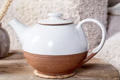 Breakfast Accessories|Teapots & Teacups^Nkuku Mali Ribbed Teapot - White