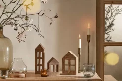 Candles & Candleholders^Nkuku Mandar Mango Wood House - Dark Brown - Large