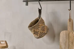 Baskets|Pantry^Nkuku Mannu Cotton & Hemp Wall Hung Basket - Natural & Black