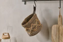 Baskets|Pantry^Nkuku Mannu Cotton & Hemp Wall Hung Basket - Natural & Black