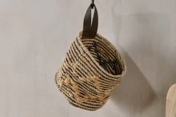 Baskets|Pantry^Nkuku Mannu Cotton & Hemp Wall Hung Basket - Natural & Black