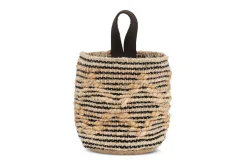 Baskets|Pantry^Nkuku Mannu Cotton & Hemp Wall Hung Basket - Natural & Black