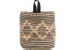 Baskets|Pantry^Nkuku Mannu Cotton & Hemp Wall Hung Basket - Natural & Black