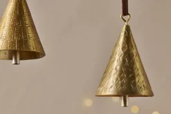 Baubles & Tree Decorations|Winter Berries^Nkuku Manya Metal Bell Baubles - Brass - (Set of 3)