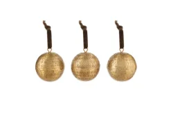 Baubles & Tree Decorations|Winter Berries^Nkuku Manya Metal Round Baubles - Brass - (Set of 3)