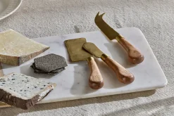 Serving Cutlery|Cheese Board & Knives^Nkuku Maram Cheese Knife Set - Natural & Gold (Set of 3)