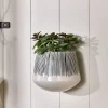 Decorative Home Accessories|Indoor Planters^Nkuku Matamba Ceramic Wall Hung Planter - Black Lines