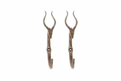 Hooks & Rails|Hooks & Rails^Nkuku Mawi Antelope Hook - Antique Brass (Set of 2)