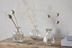 Desk Accessories|Decorative Pots & Vases^Nkuku Mayumi Recycled Glass Bud Vases - Clear (Set of 3)