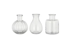 Desk Accessories|Decorative Pots & Vases^Nkuku Mayumi Recycled Glass Bud Vases - Clear (Set of 3)
