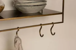 Pantry|Kitchen Storage^Nkuku Meghana Iron Shelf With Hooks - Wide