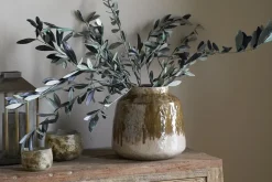 Vases|Decorative Pots & Vases^Nkuku Melina Reactive Glaze Vase - Olive & Natural