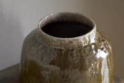 Vases|Decorative Pots & Vases^Nkuku Melina Reactive Glaze Vase - Olive & Natural