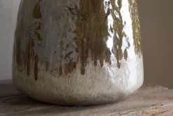 Vases|Decorative Pots & Vases^Nkuku Melina Reactive Glaze Vase - Olive & Natural