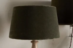 Lampshades^Nkuku Mendai Velvet & Linen Lampshade - Moss Green