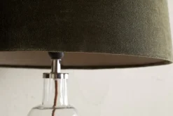 Lampshades^Nkuku Mendai Velvet & Linen Lampshade - Moss Green