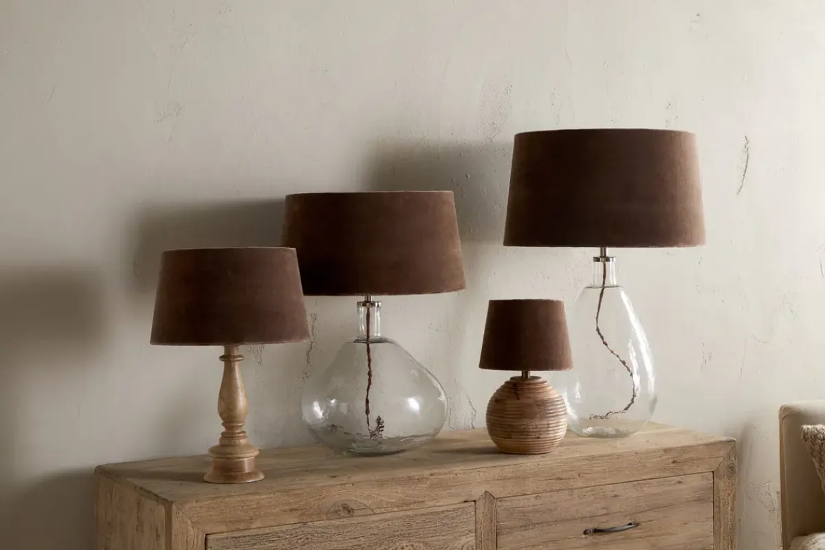 Lampshades^Nkuku Mendai Velvet & Linen Lampshade - Mocha