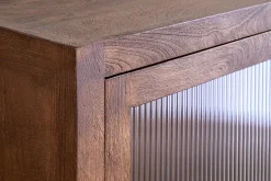 Home Office|Kitchen & Dining^Nkuku Mendani Mango Wood & Fluted Glass Glass Low Cabinet - Walnut Stain