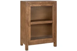 Home Office|Kitchen & Dining^Nkuku Mendani Mango Wood & Fluted Glass Glass Low Cabinet - Walnut Stain