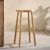 Kitchen & Dining|Bar Stools & Bar Chairs^Nkuku Mengwi Mango Wood Round Bar Stool - Natural