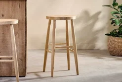 Kitchen & Dining|Bar Stools & Bar Chairs^Nkuku Mengwi Mango Wood Round Bar Stool - Natural