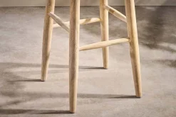 Kitchen & Dining|Bar Stools & Bar Chairs^Nkuku Mengwi Mango Wood Round Bar Stool - Natural
