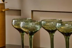 Barware|Entertaining Glasses^Nkuku Mila Champagne Glass - - (Set of 4) Dark Emerald