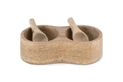 Pantry|Kitchen Storage^Nkuku Milaku Mango Wood Salt & Pepper Server - Natural