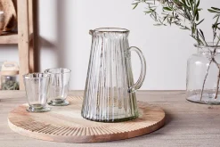 Jugs^Nkuku Minati Ribbed Glass Jug - Clear