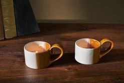 Decorative Home Accessories|Candle Holders^Nkuku Mittee Ceramic Teacup Tealight Holder - Off White & Terracotta (Set of 2)